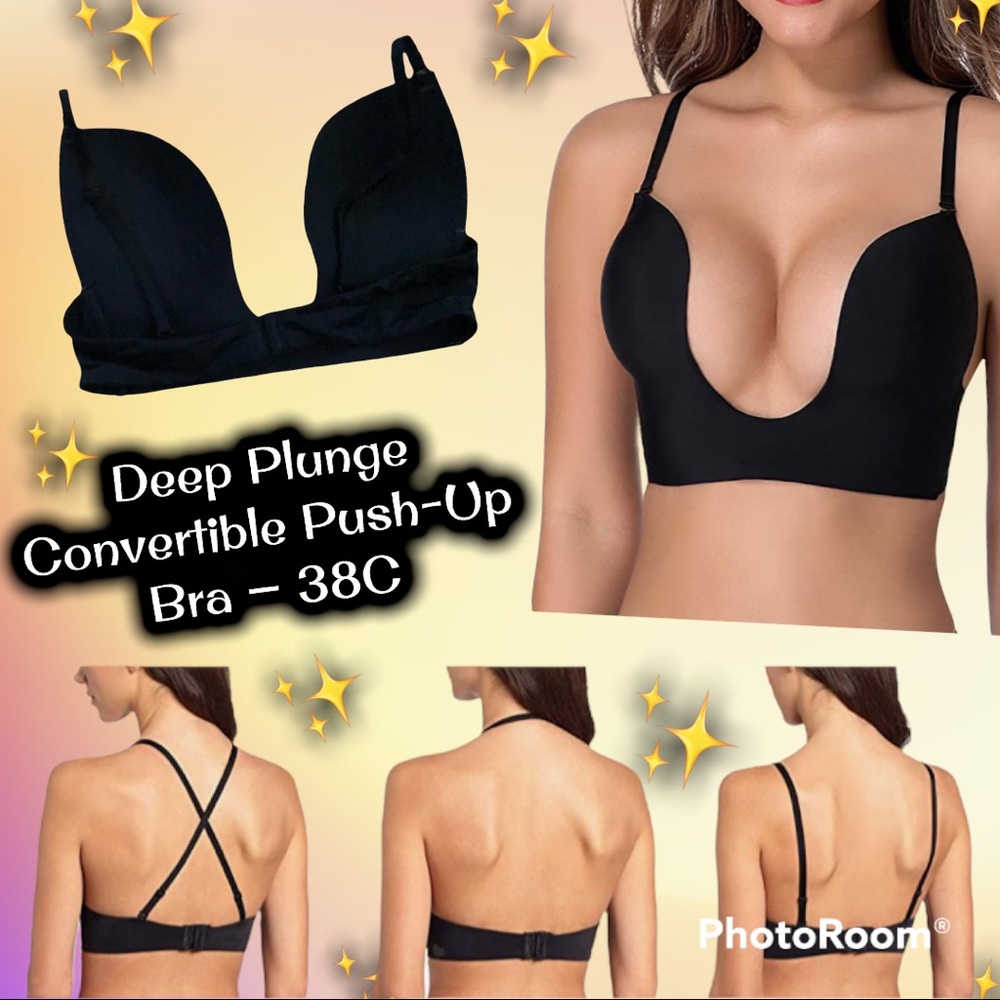 ✨🖤Deep Plunge Convertible Push-Up Bra 38C🖤✨